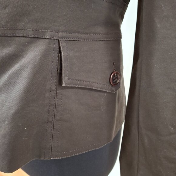 Womens Peplum Utility Jacket Sz 13/14 Brown Smart Cotton - Picture 10 of 16